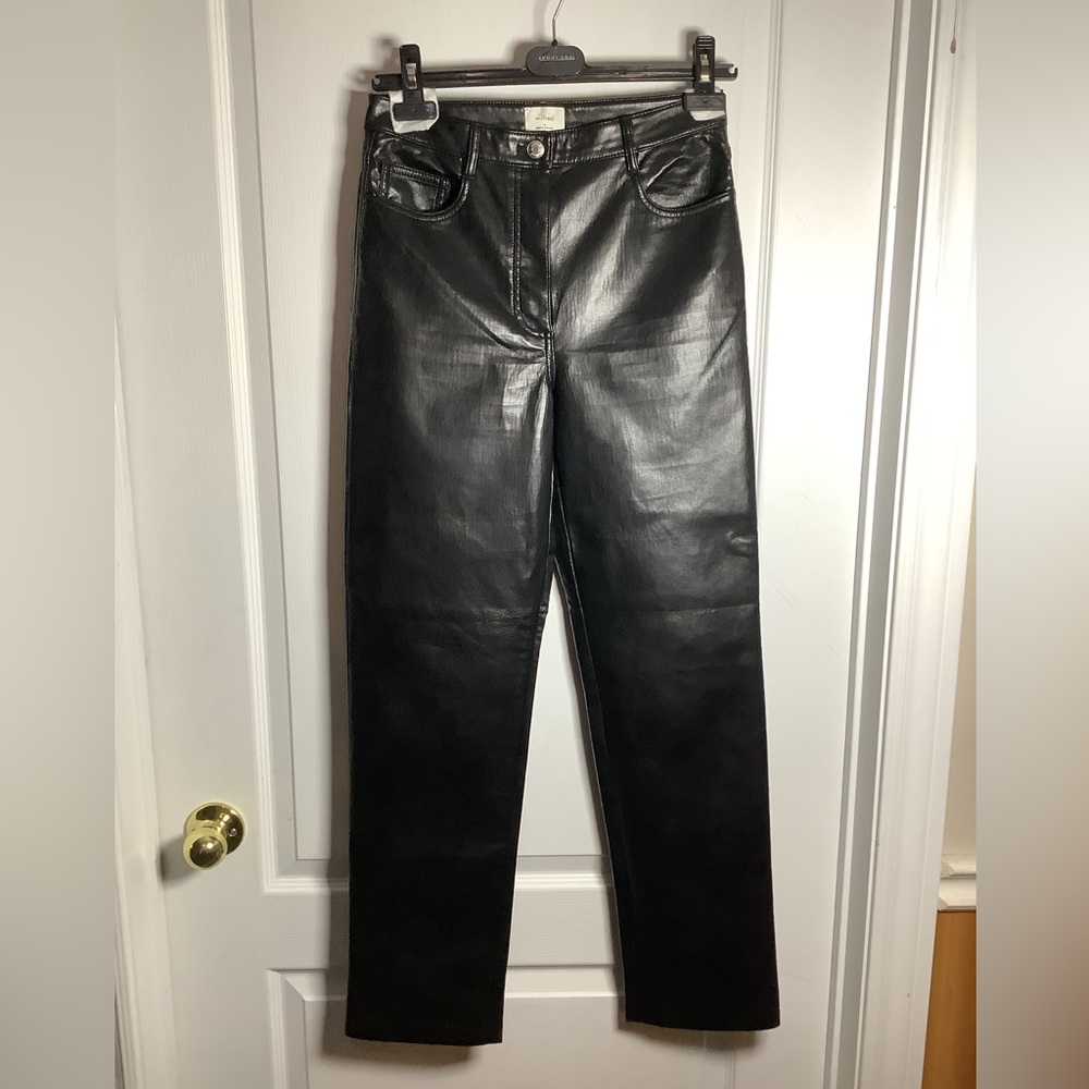 Wilfred Black Faux Leather Straight Leg Pants